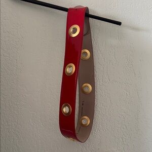 Donna Karan Red Belt with Gold Accents